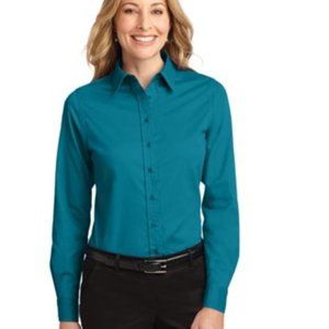Teal button down shirt